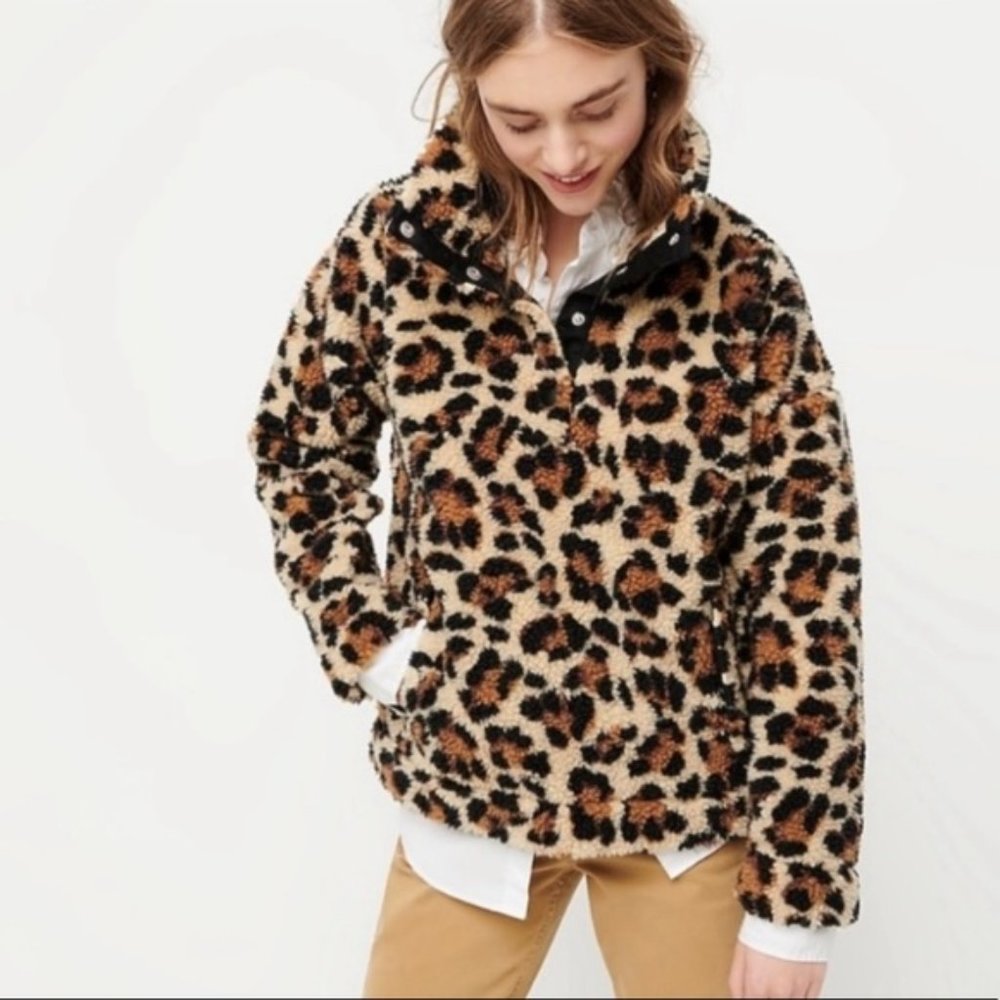 J. Crew Leopard Print Teddy Jacket